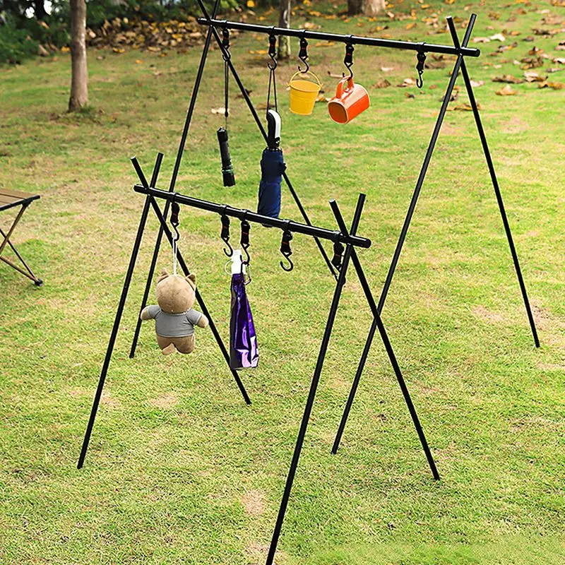 

Уличная Складная полка для кемпинга, вешалка для хранения из алюминиевого сплава, подвесная стойка для посуды, 5 крючков, вешалка для посуды ...