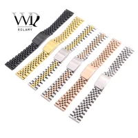 rolamy wholesale 20mm replacement 316l stainless steel wrist watch band strap bracelet for rolex omega iwc tudor seiko breitling
