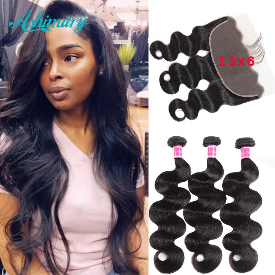 Бразильская волна тела 13x6 фронтальная кружевная с пряди Remy человеческие волосы 3