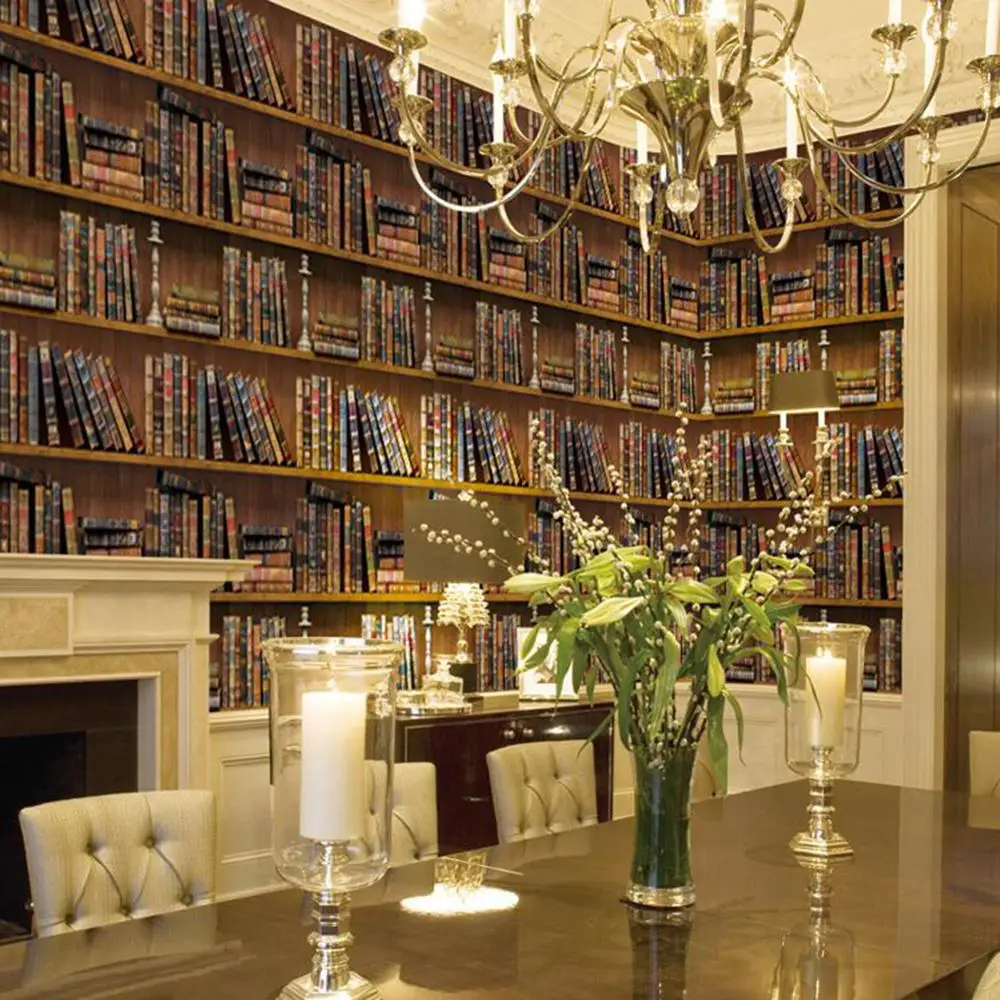 Пользовательские обои в европейском стиле ретро книжная полка деревянная рамка