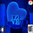Ночник с 3d-изображением сердца, с голограммой, с изменяющимся цветом, для украшения дома, уникальный подарок для малыша