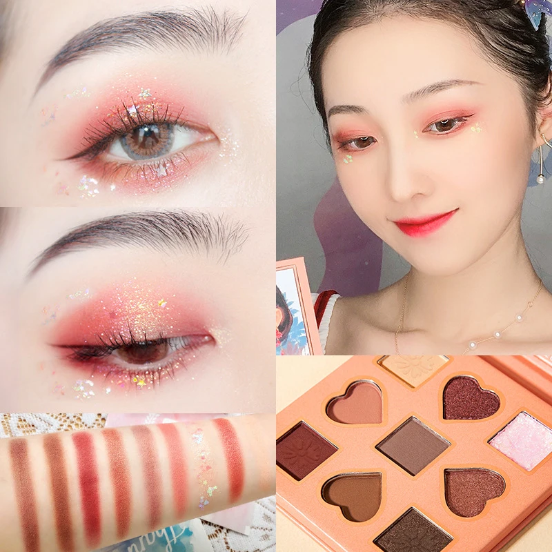 1PC Matte Pearlescent Nine-color Eyeshadow Palette Shimmer High Pigmented Shadows Waterproof Eye Shadow Glitter TSLM2 |