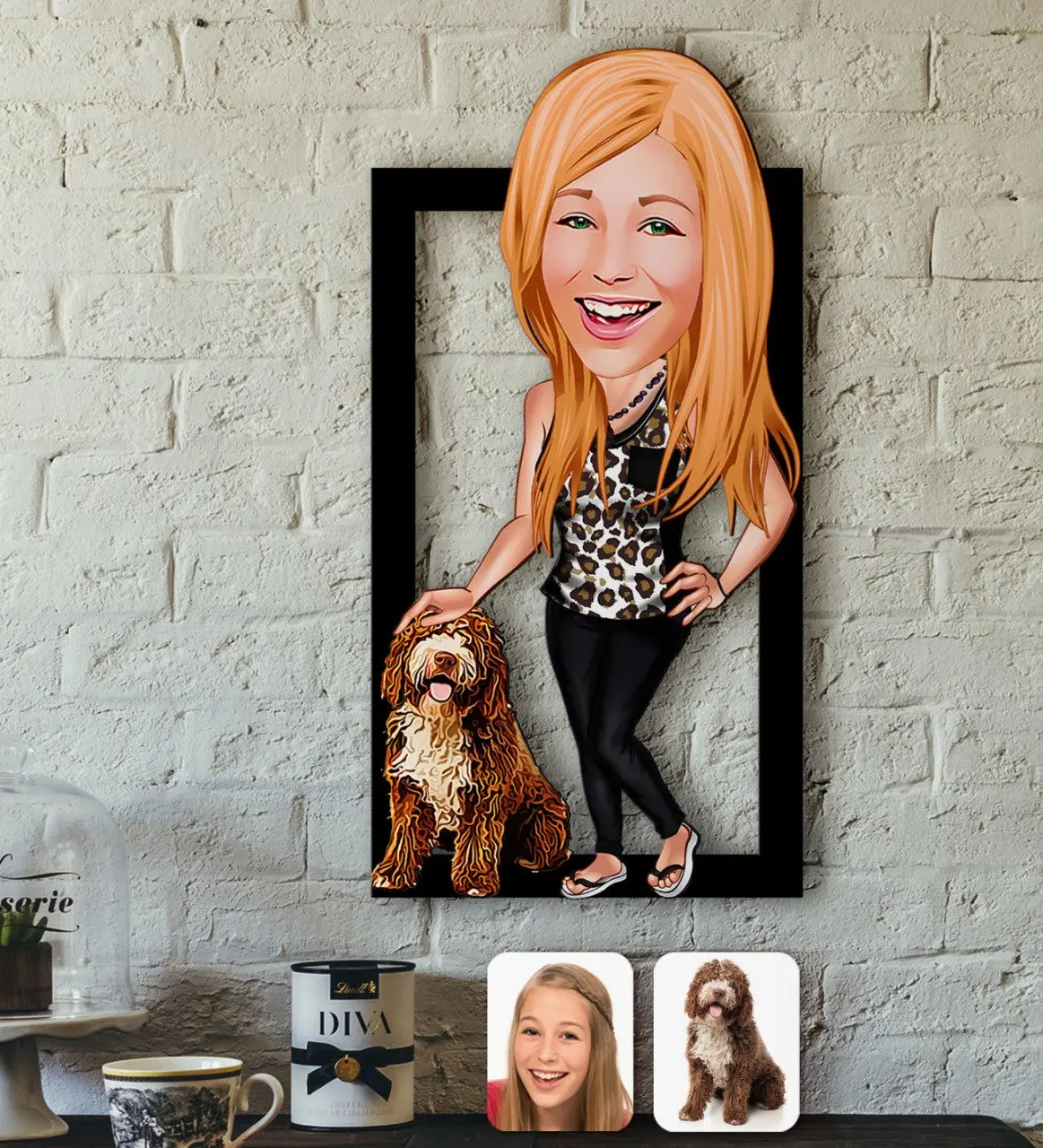

Personalized Pet Friendly Caricature OF 3D Wood Tablo-3