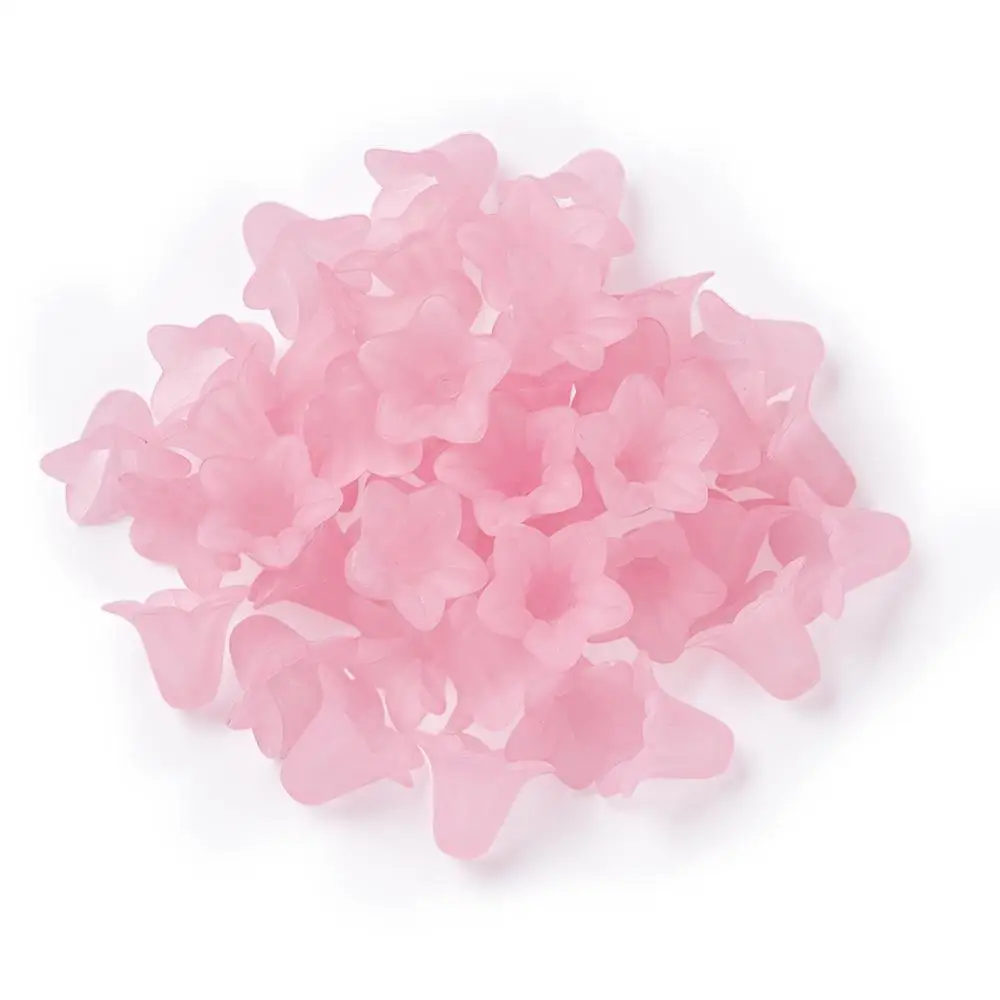 Pink 50 шт. Матовые прозрачные акриловые бусины в виде цветов для сережек, ожерелья, браслеты, ювелирные изделия DIY белый красный 16x12 мм отверстие: 1,5 мм - Цвет: Pink
