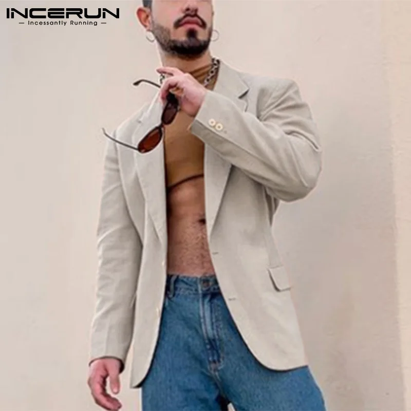 

Tops 2021 New Men's Fashionable Blazer Casual Streetwear Loose All-match Simple Male Solid Color Comfortable Suits S-5XL INCERUN