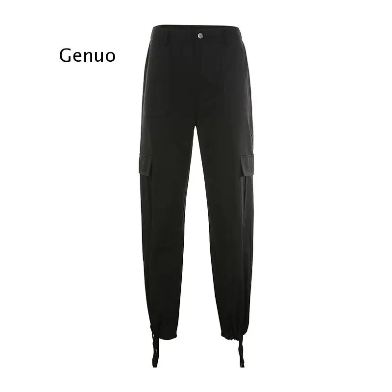 

Button Pockets Patchwork Cargo Pants Women Streetwear High Waist Trousers Women Fashion Pencil Pants Joggers Women