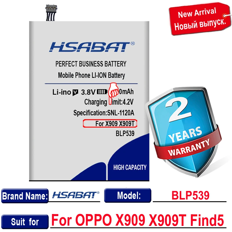 HSABAT 0 цикл 3100 мАч BLP539 Аккумулятор для OPPO X909 X909T Find5 Идеальная замена-бесплатная