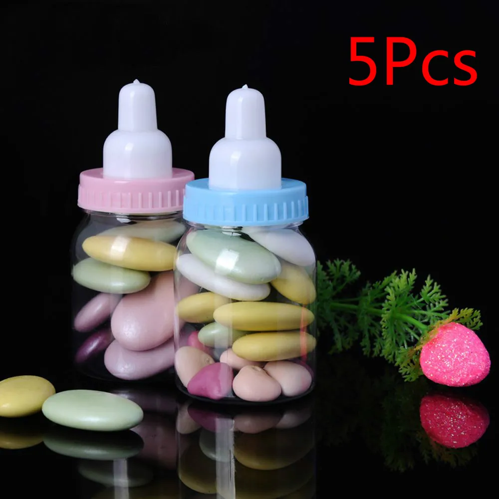 

5pcs/Lot Baby Shower Milk Bottle Candy Box Storage Bottle Boys Girls Baptism Birthday Baby Shower Candy Box Party Favors
