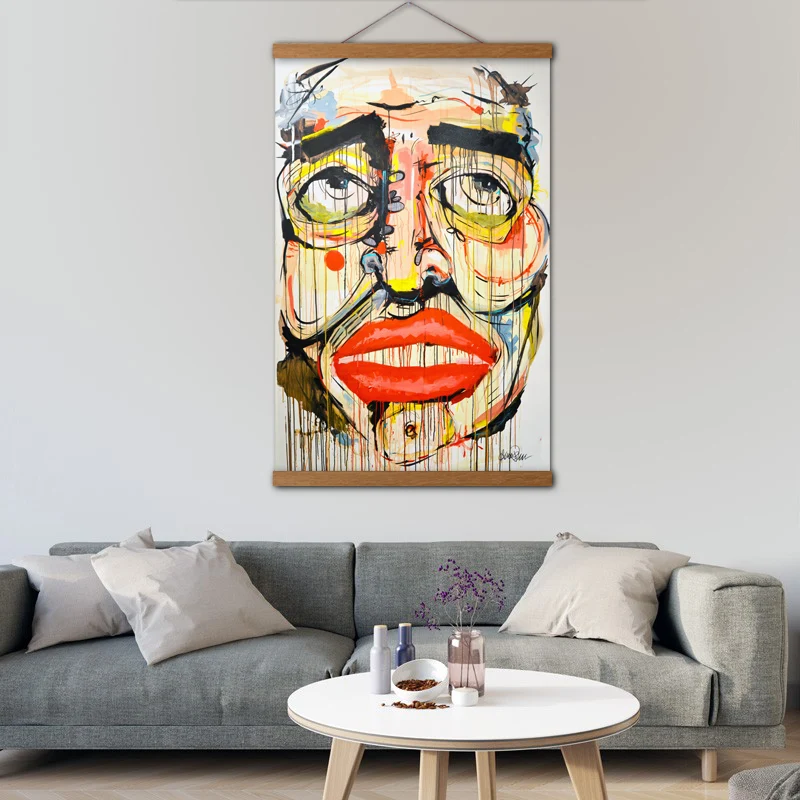 Абстрактная картина с изображением лица красочная настенные художественные