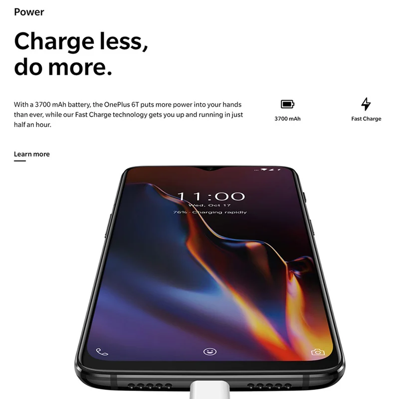 Мобильный телефон с глобальной ПЗУ Oneplus 6 T 8GB 128 GB/256 GB Snapdragon 845 41 &quot19 5: 9 на весь