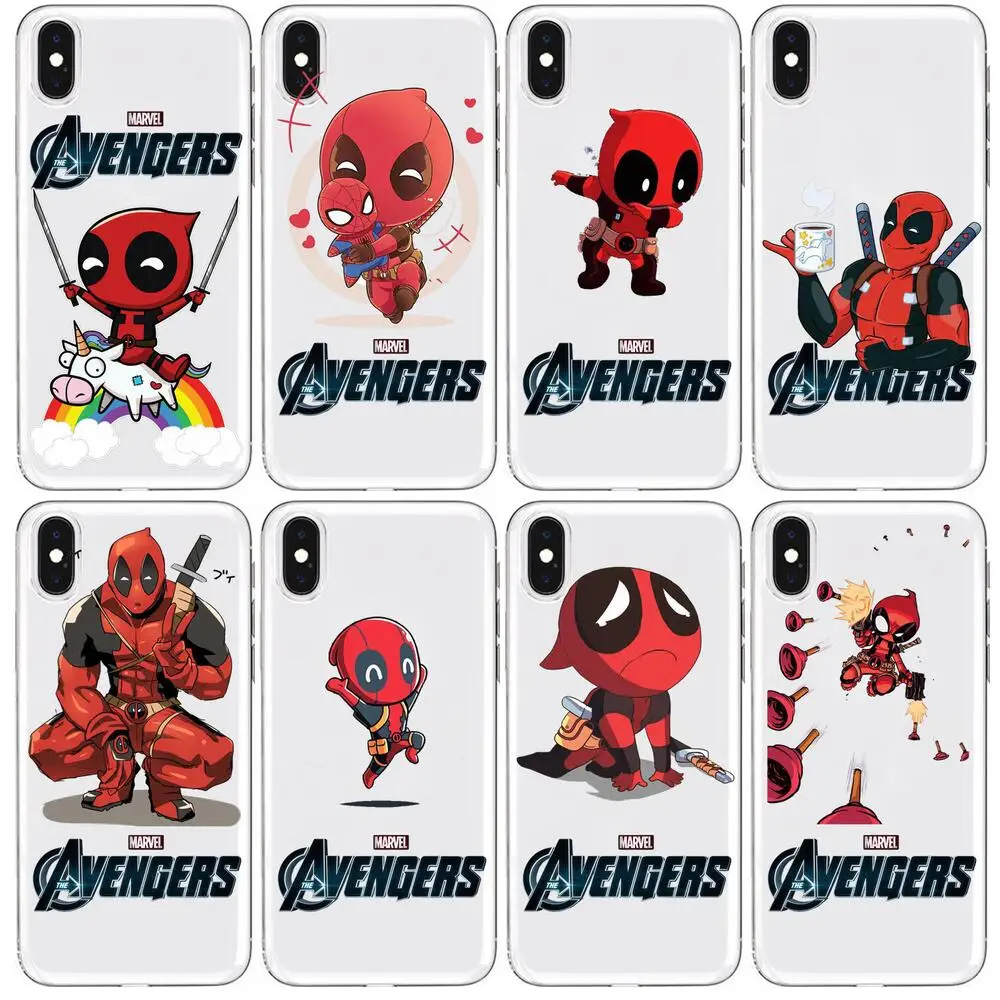 

Marvel Deadpool Transparent Phone Case For XiaoMi Redmi Note 10 9S 8 7 6 5 A Pro T Y1 Anime Cover Silicone Pre funda