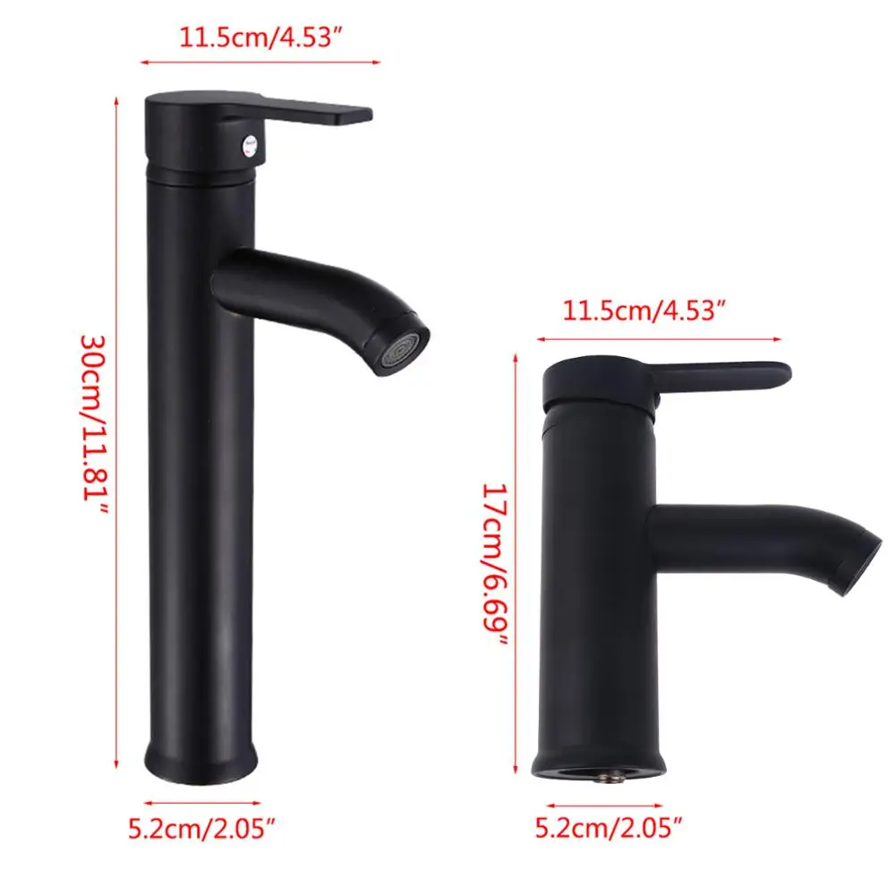 

Black Stainless Steel Paint Faucet Bathroom Basin Sink Faucet Hot Cold Mixer Tap