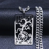tarot the clown card stainless steel necklaces chain womenmen silver color necklaces jewelry chaine acier inoxydable n4361s06