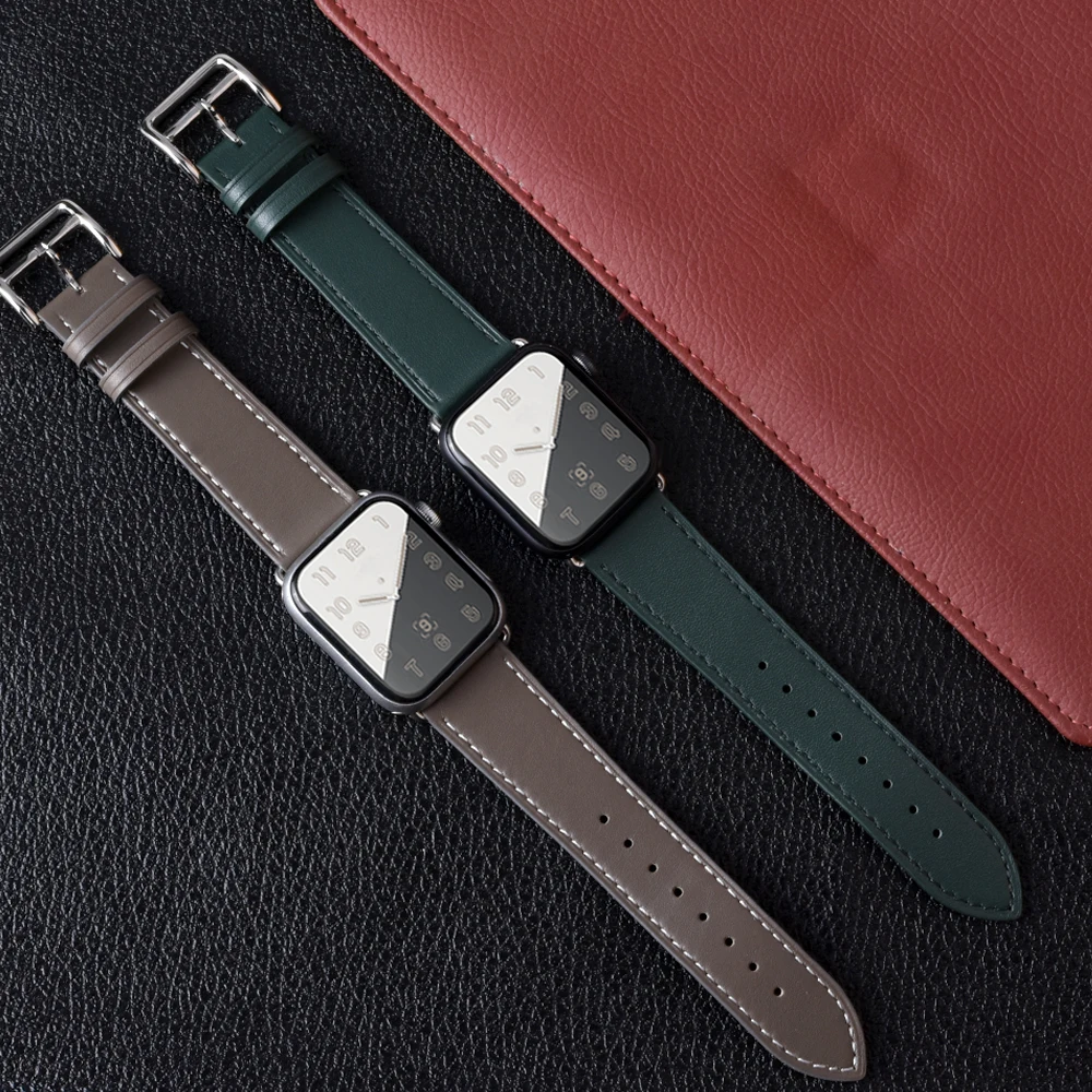 Ремешок из 100% натуральной коровьей кожи для Apple Watch 6 SE 5 4 42 мм 38 44 40 мм|Ремешки