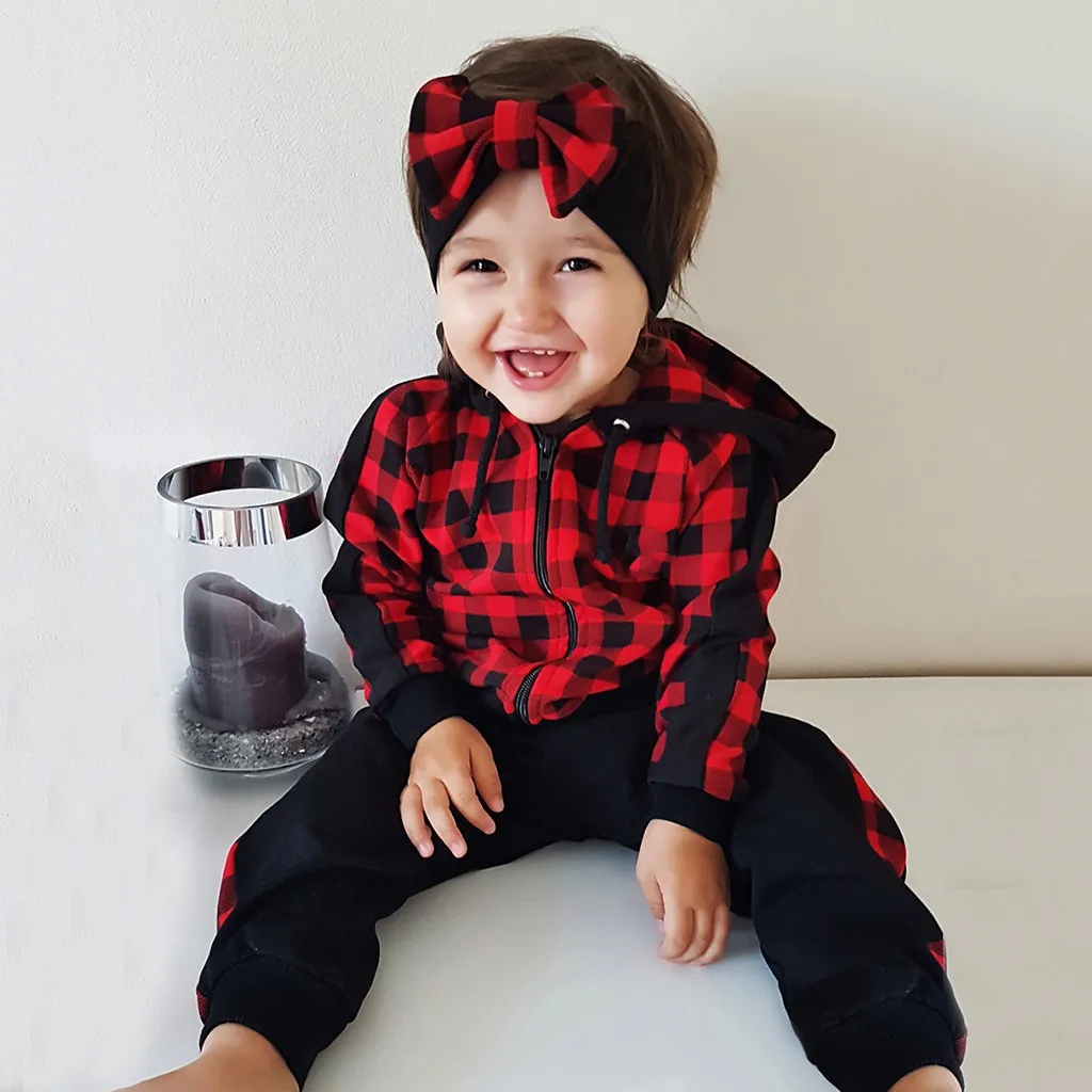 Детская одежда детский комплект одежды в клетку для девочек свитшот на молнии с