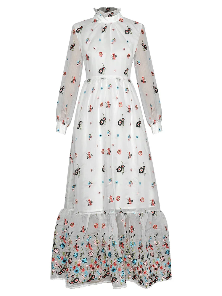 Осень 2021 шикарное элегантное женское Платье макси с длинным рукавом