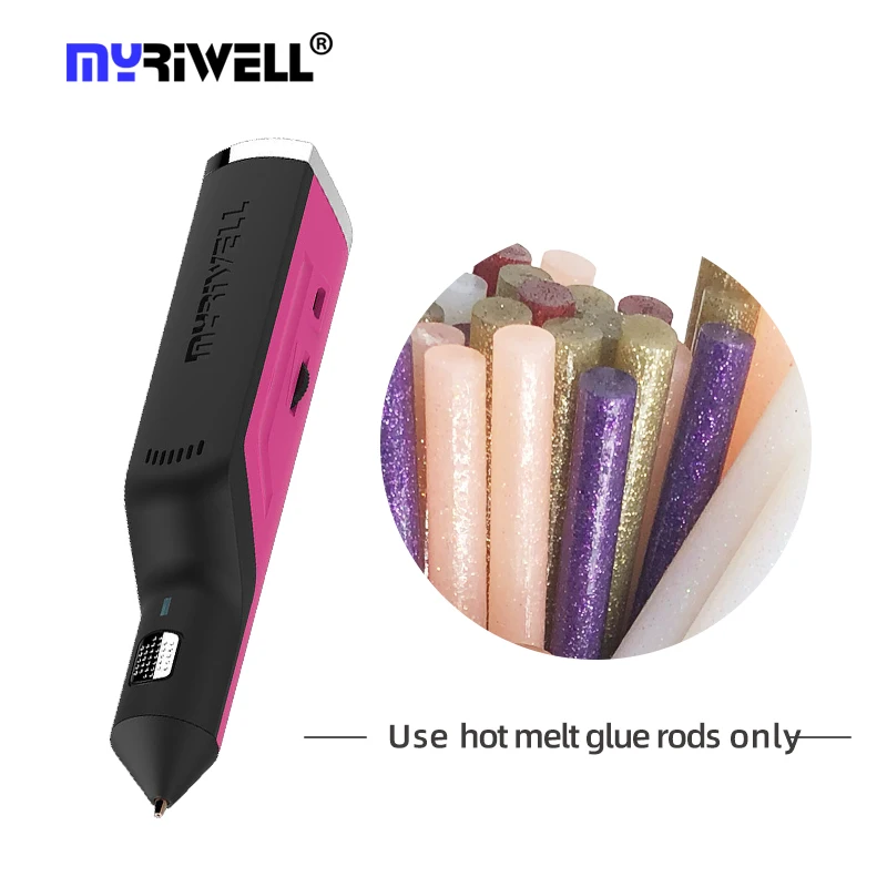 

Myriwell RS-100A cordless mini hot melt glue gun pen with 6 glue sticks fixing 3d printing pen Birthday for Children Kids