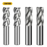 swybb roughing end mill hss carbide tungsten steel cnc cutting tool metal steel milling cutter 3 4 teeth 6 8 10 12mm set