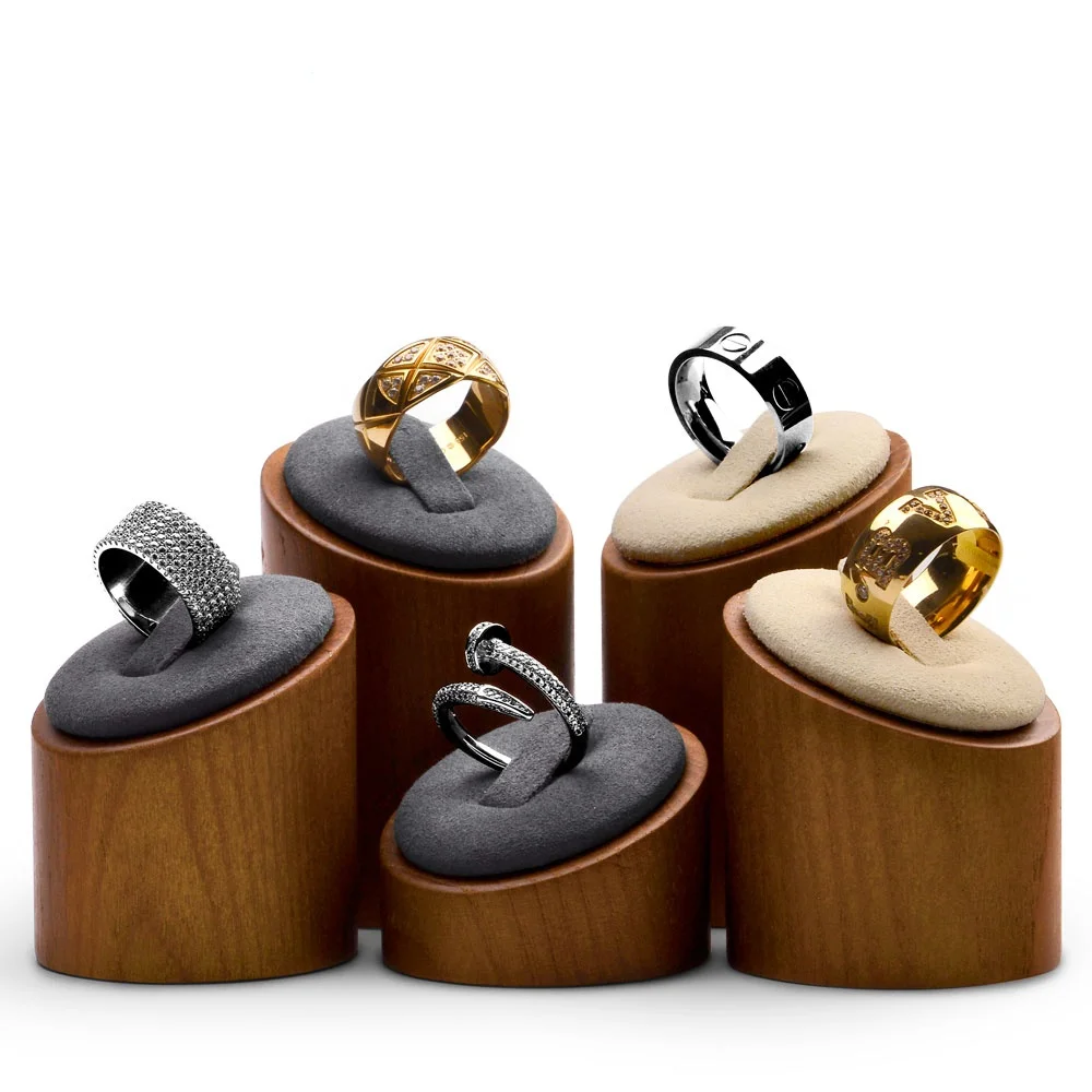 

Solid Wood Jewelry Display Rack Ring Storage Rack with Microfiber Ring Ring Stand Jewelry Rack Display Cabinet 3 Pcs/set