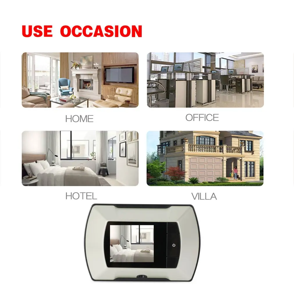 

High Resolution 2.4 inch LCD Video-eye Visual Monitor 80 Degree View Angle Wireless Door Peephole Camera White Video Peephole