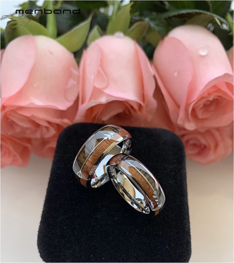 Кольцо из вольфрама для мужчин и женщин обручальное кольцо с 2 деревянными