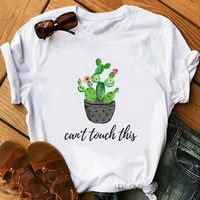 cute cactus cant touch this letters print tshirts women clothes 2021 funny t shirt femme harajuku kawaii shirt streetear