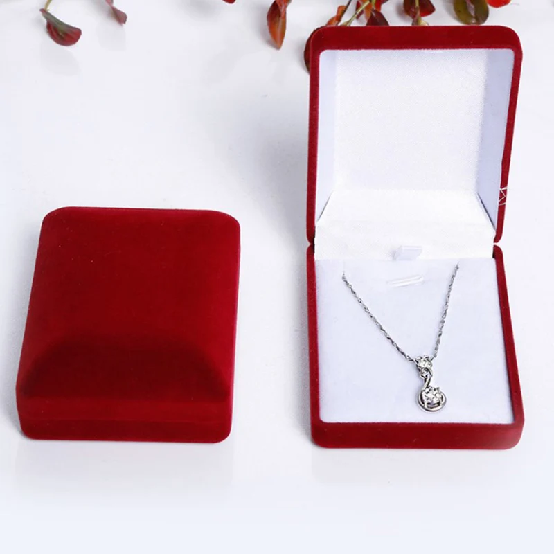

9 style Velvet Wedding Bride Jewelry Necklace Pendant Box Gift Colar Earrings Trinket Display Case Holder Organizer 1pc