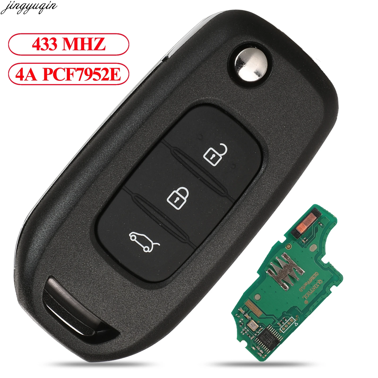 

Jingyuqin 10pcs Remote Control Flip Car Key 433MHz 4A PCF7952E Chip For Renault Kadjar Captur Megane 3 Symbol HU138TE VAC102 3B