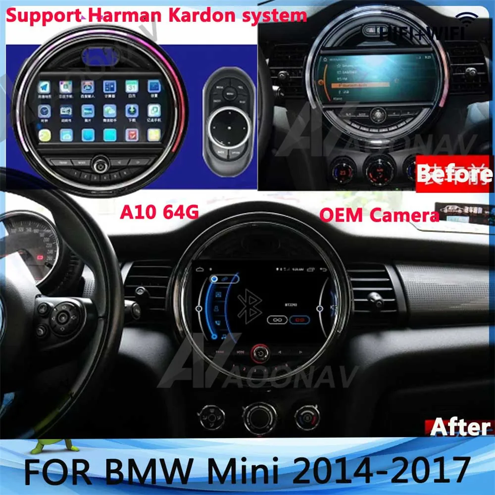 

Автомагнитола Android 10 7 дюймов, автомобильная аудиосистема Suppot Harman Kardon для BMW Mini R60 R61 2014-2017, автомобильный радиоприемник, мультимедийный плеер