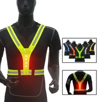 elastic led cycling vest adjustable visibility reflective vest gear stripes night sports safety cycling reflective belt riding