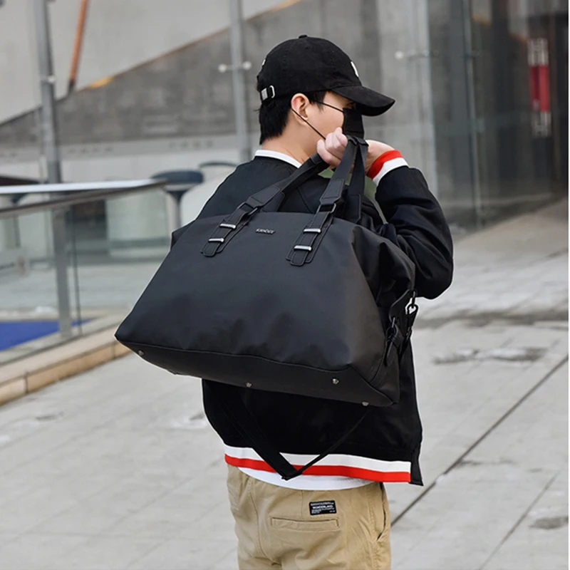 Men Travel Bags Male Waterproof Oxford Handbags Casual Shoulder Bag Large Capacity Luggage Bags Black Gray Hand Bag XA235M