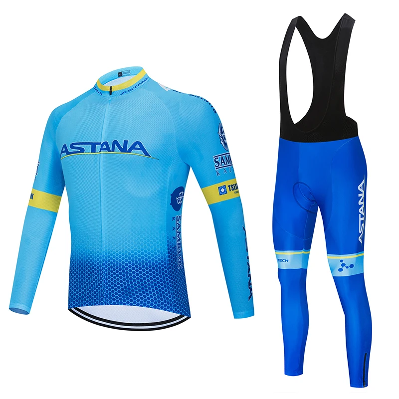 2019 Астана Pro Team Мужская зимняя теплая флисовая велосипедная футболка комплект