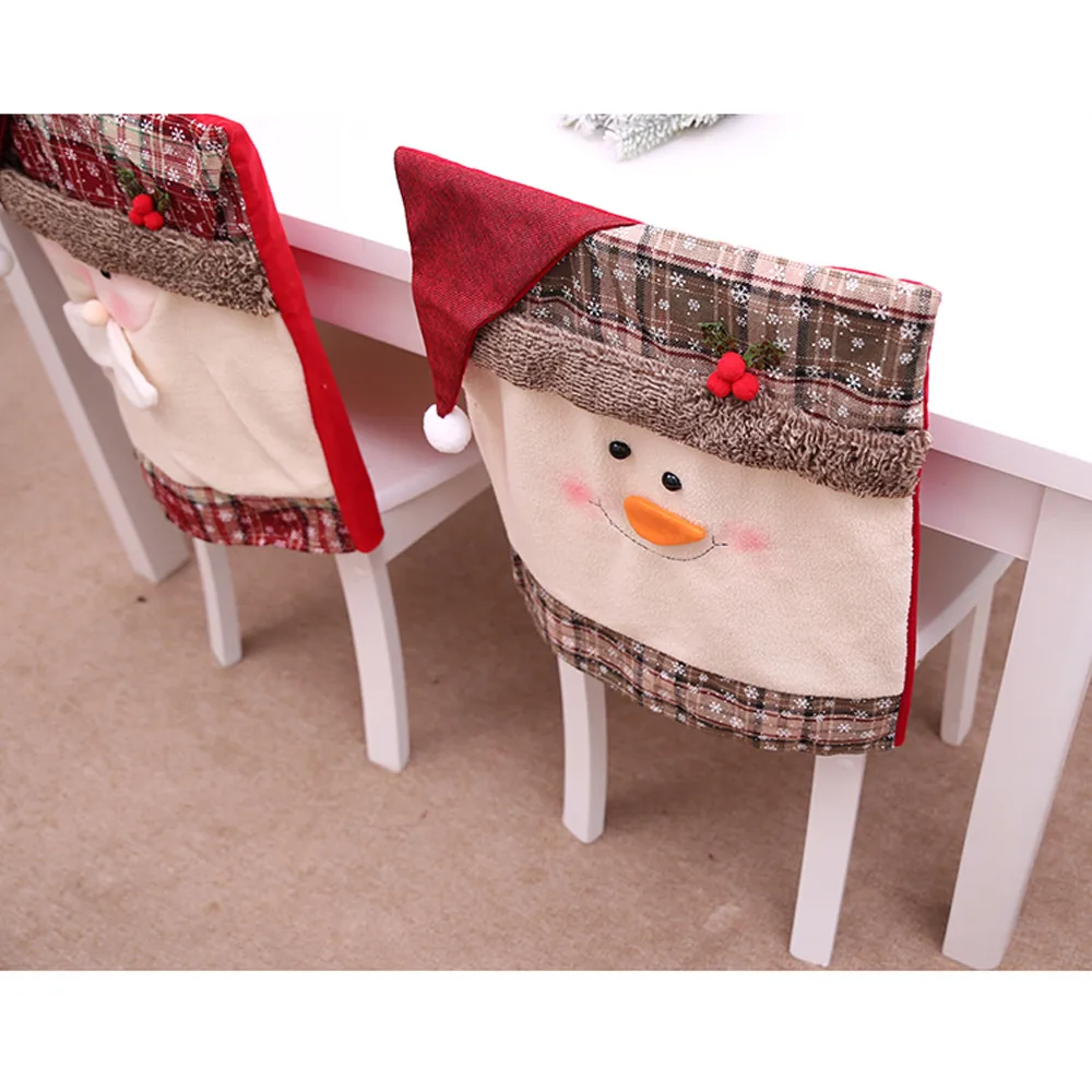 Рождественские рождественские покрытия для стула украшения домашней мебели