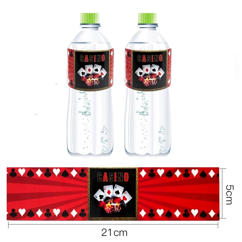 12pcs/lot Las Vegas Casino Theme Water Bottle Lable Stickers Spades/Hearts/Clubs/Diamonds Decor Party Supplies | Дом и сад