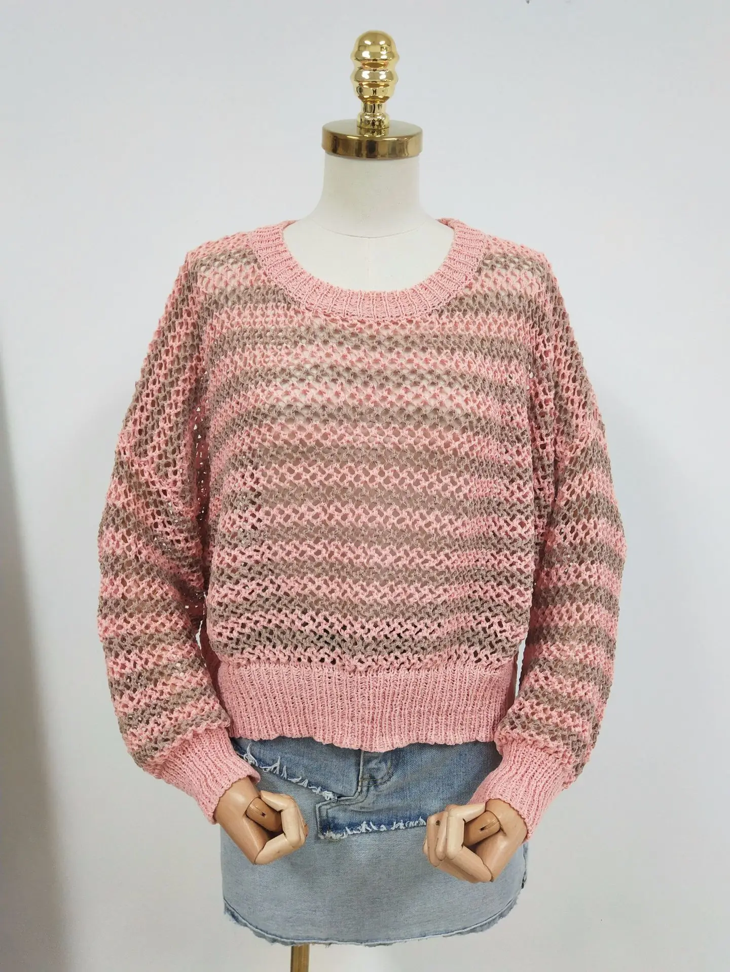 MEVGOHOT Women's Autumn Loose Stripe Sweaters Fashion Oversized Sweet O-neck Pullover Korean Sweater Female HD1098 | Женская одежда