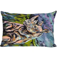 art painting rhino pillow cover bedroom home decorative pillowcase rectangle zipper pillow cases satin fabric best gift 45x35cm