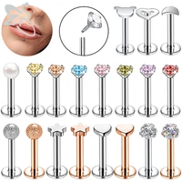 zs 1pc 16g stainless steel lip labret piercing crystal monroe lip stud ring cat heart moon ear tragus helix cartilage piercing