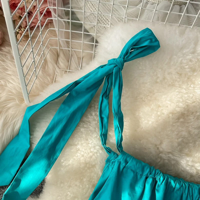 

2021 Beach Dress Women Lace Up Summer Hollow Out Sexy Sleeveless Spaghetti Strap Holiday Midi Party Dresses Vestidos SY244