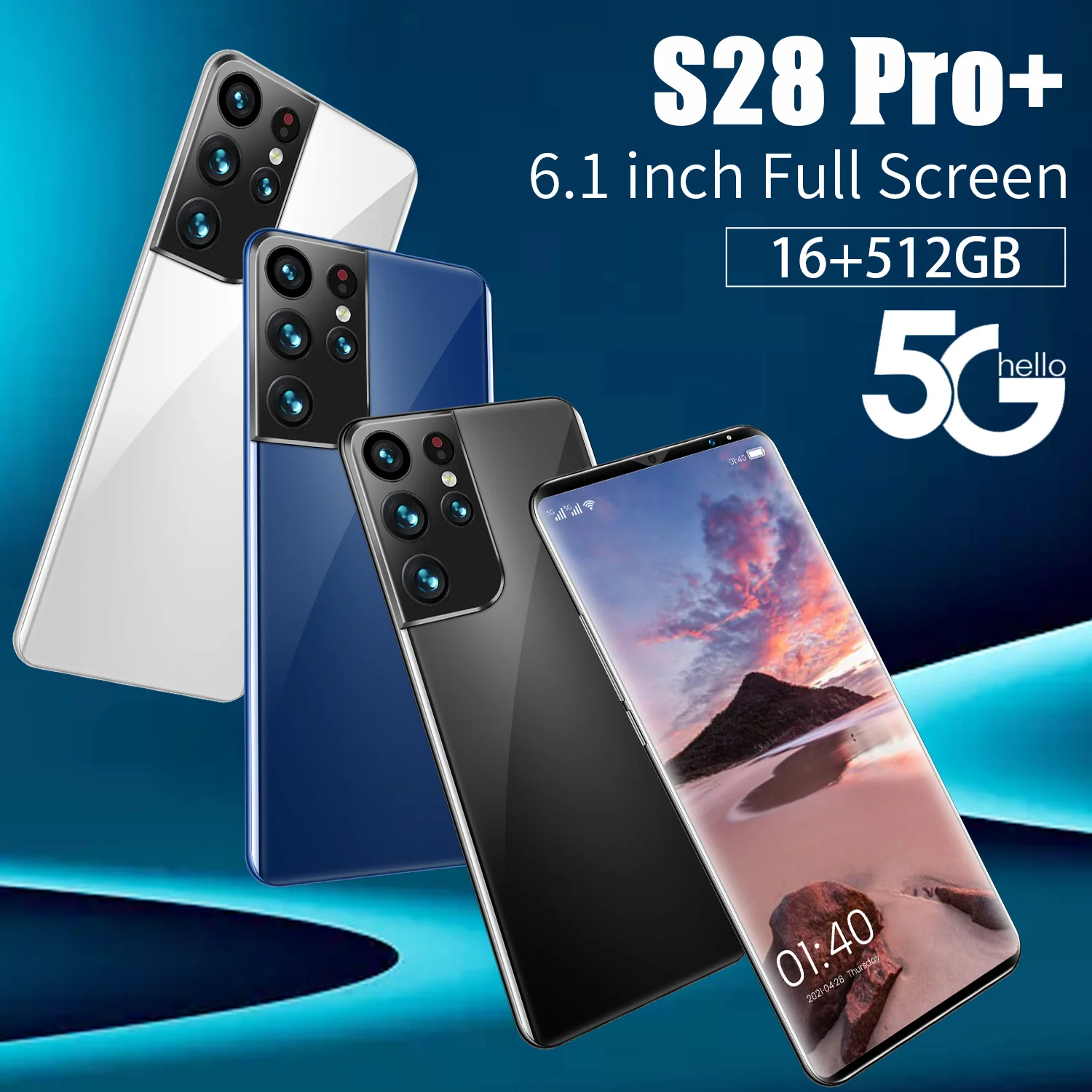 

Hot Sale S28 Pro 5G 16GB 512GB 32MP 64MP 6000mah Global Version Face ID Android 11 Snapdragon 888 10 Core 6.1 Inch Cell Phones