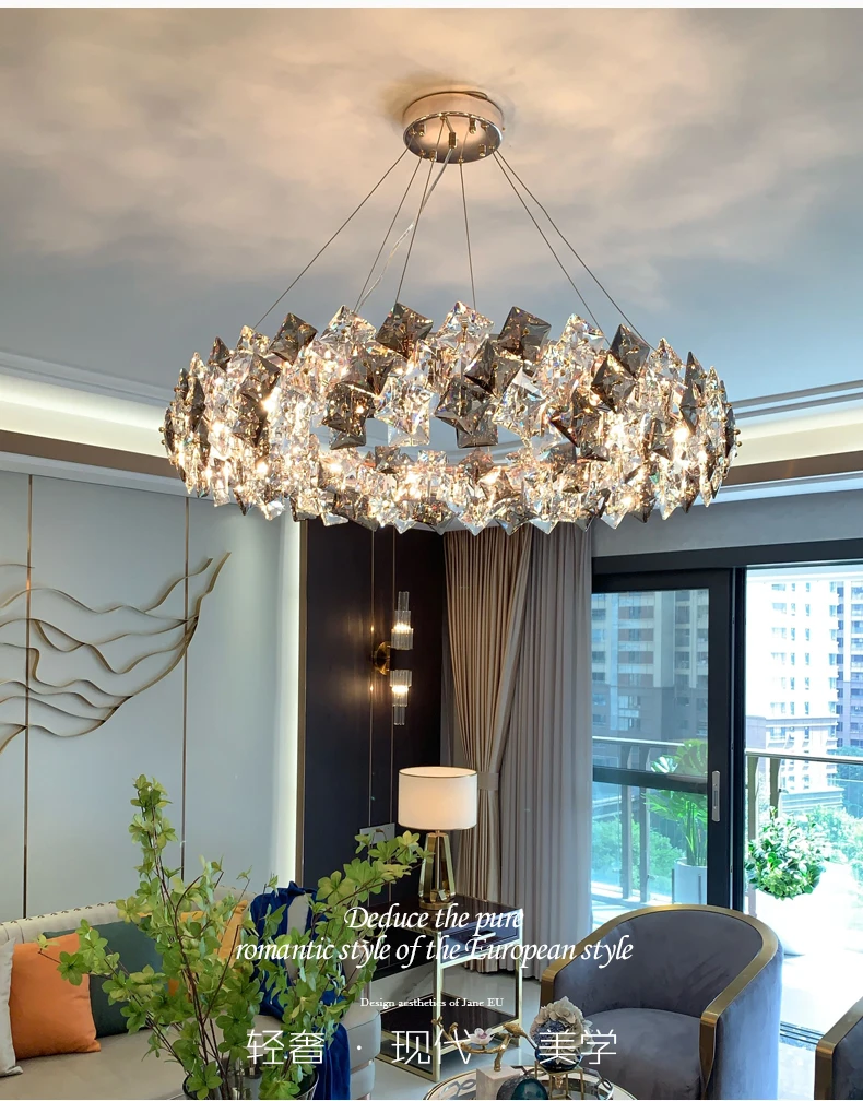 

Light luxury chandelier crystal chandelier high-end luxury living room lamp modern minimalist atmospheric bedroom lamp