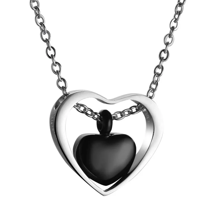 

Stainless Steel double Hearts Ash Box Pendant Jewelry Pet Urn Cremation Memorial Keepsake Openable Put In Ashes Holder Necklace