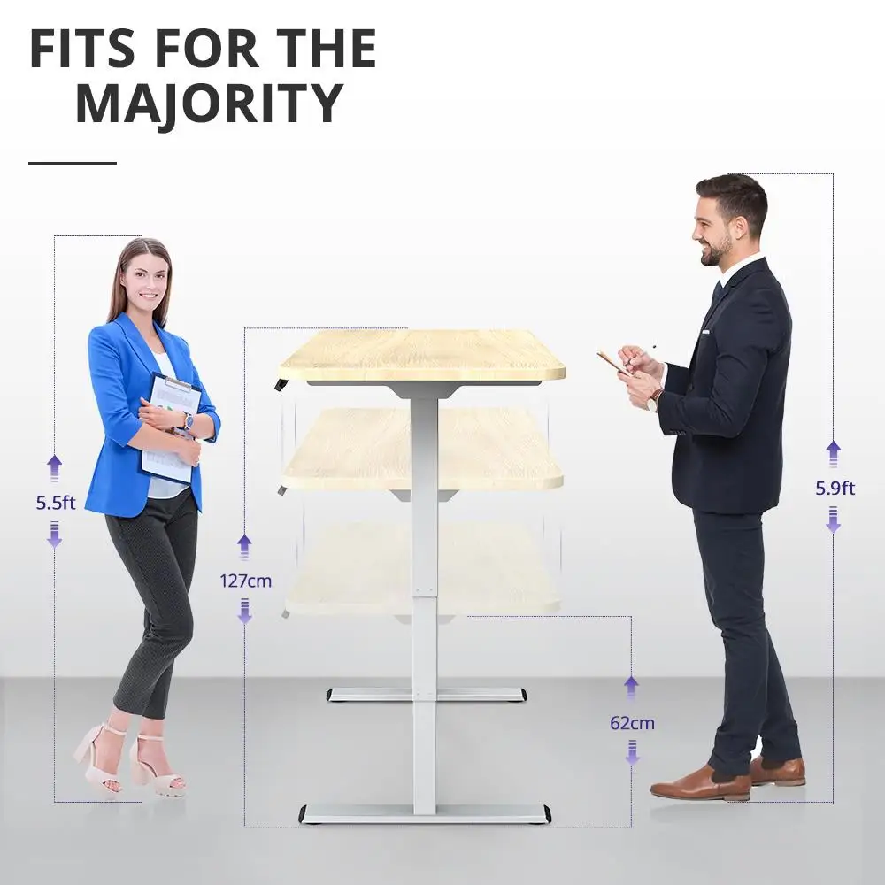 

ACGAM ET225E Electric Three-stage Lift Table Legs Standing Desk Frame Work From Home White/Black For Office Workers Students