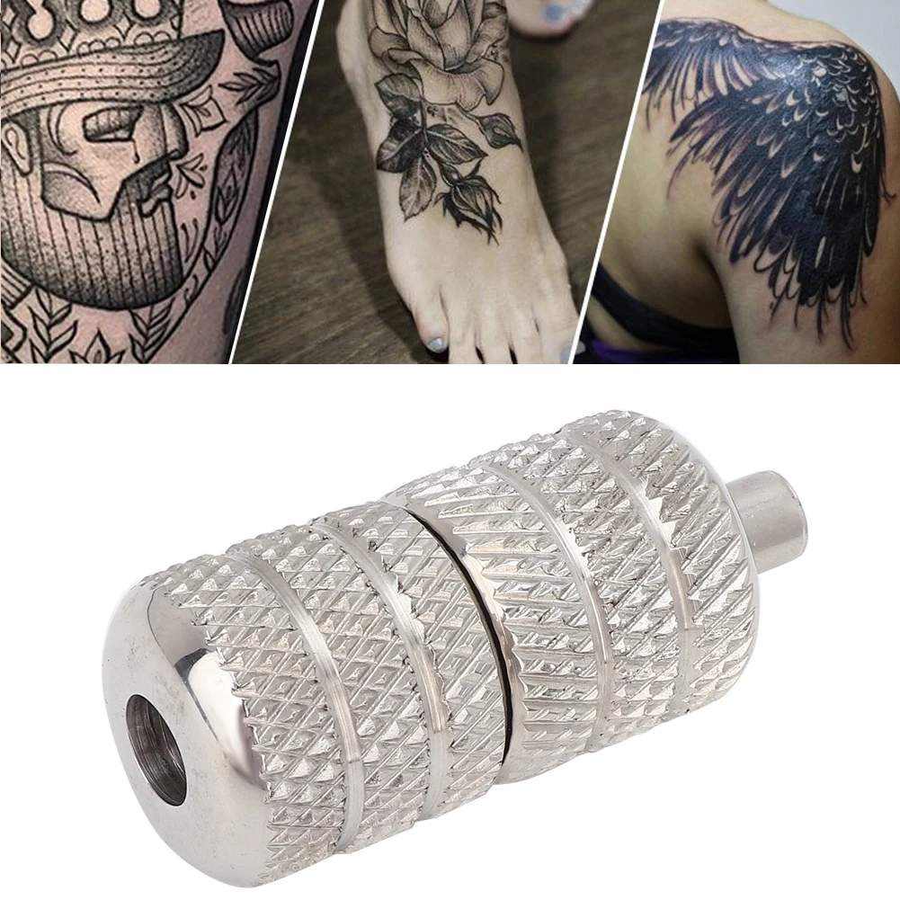 

25 MM Stainless Steel Printed Shockproof Anti-Skid Design Grip Tube With Back Self-Locking Tattoo Handle Supplies Body Art Tools