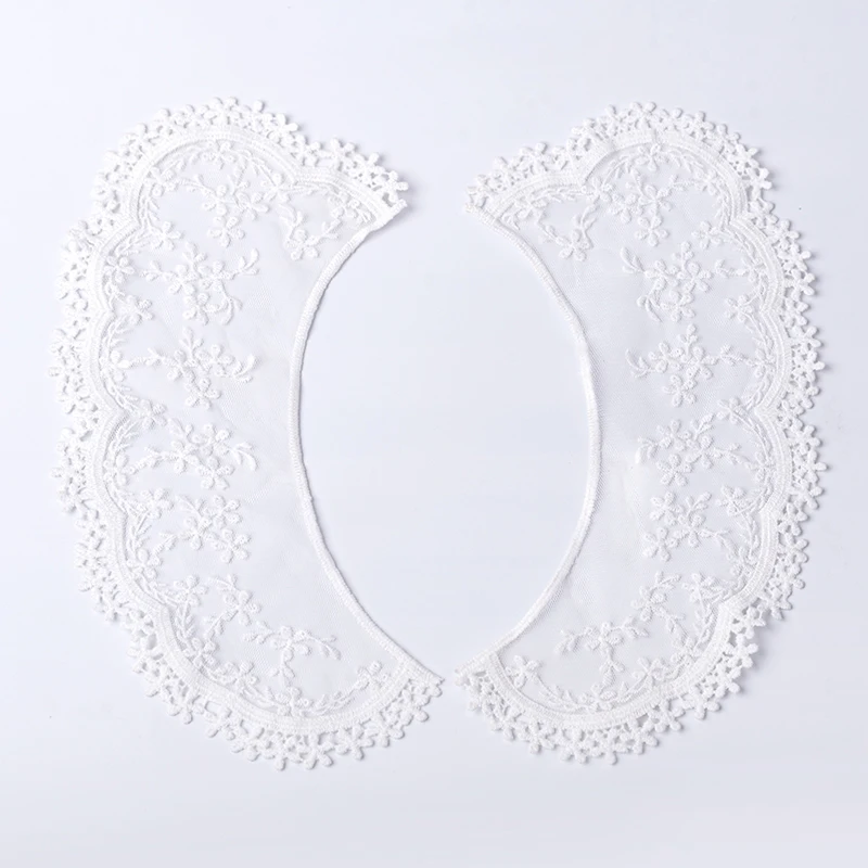 1 пара белый сетчатый кружевной воротник отделка аппликацией для одежды вышитая