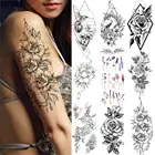 Геометрические временные тату-наклейки с изображением розы, для женщин, тату с единорогом и цветами, сексуальный цветок, водостойкие тату-наклейки со змеей