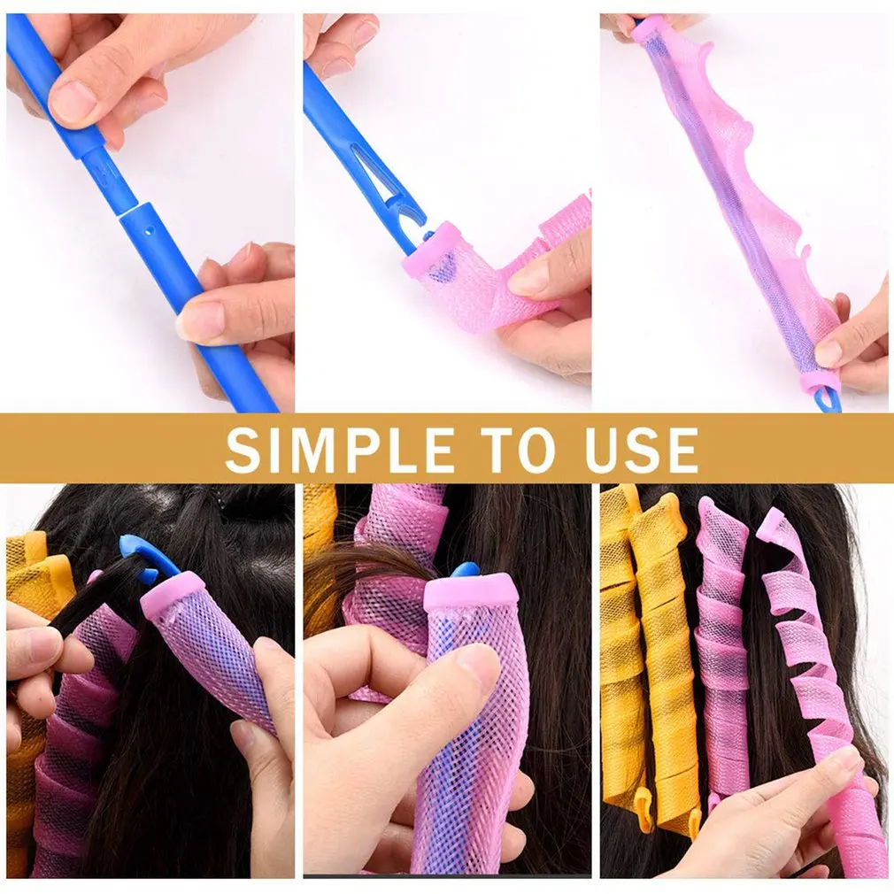 

Universal Wave Curling Iron With Styling Hook Reusable Portable Magic Curler Without Heating Home DIY Hairstyle