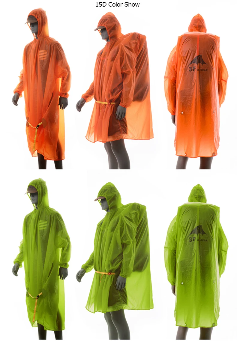 3F UL gear Открытый легкий длинный рукав Дождевик Пончо Куртка Водонепроницаемый рюкзак плащ для кемпинга hikingпутешествия