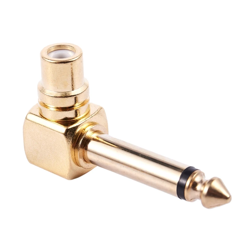 2-PACK RCA Female Jack to 1/4 inch Mono Male Plug Right Angle o Adapter gold | Электроника