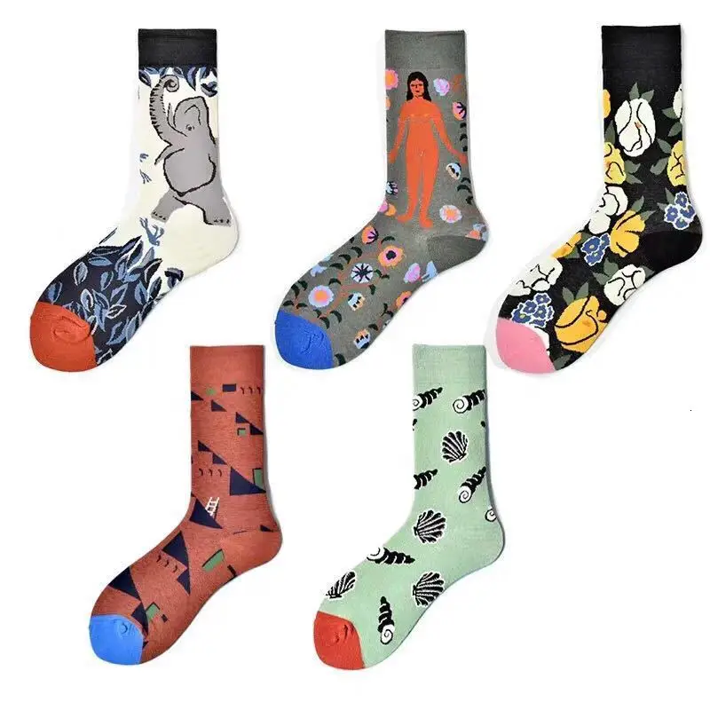 Зимние Модные персональные носки для мужчин и женщин с натуральным рисунком Happy