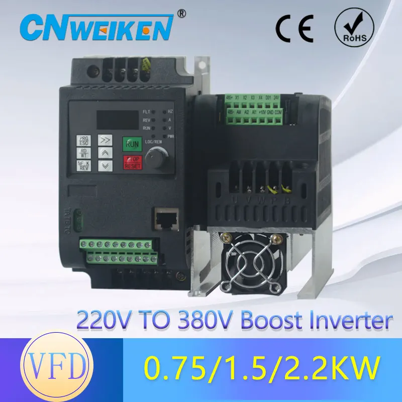 Частотно регулируемый привод с ЧПУ VFD 220 В до 380 1 5/2 2/4 кВт 2hp преобразователь для 3